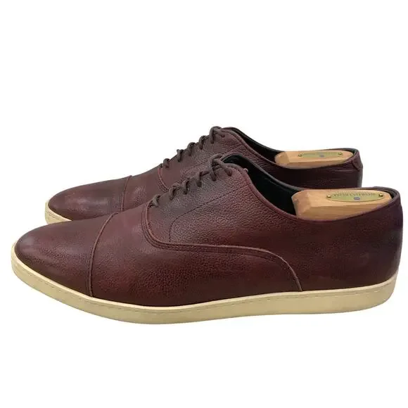 Allen Edmonds Shoes Mens 10.5 D Brown Leather Cap Toe Park Avenue Sneakers